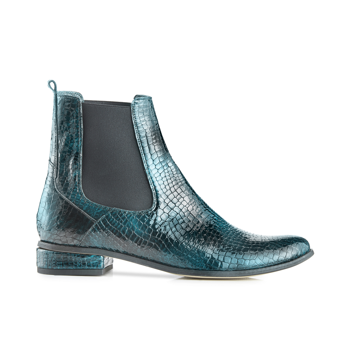 Casey Ankle Boots in Moc Croc - Teal