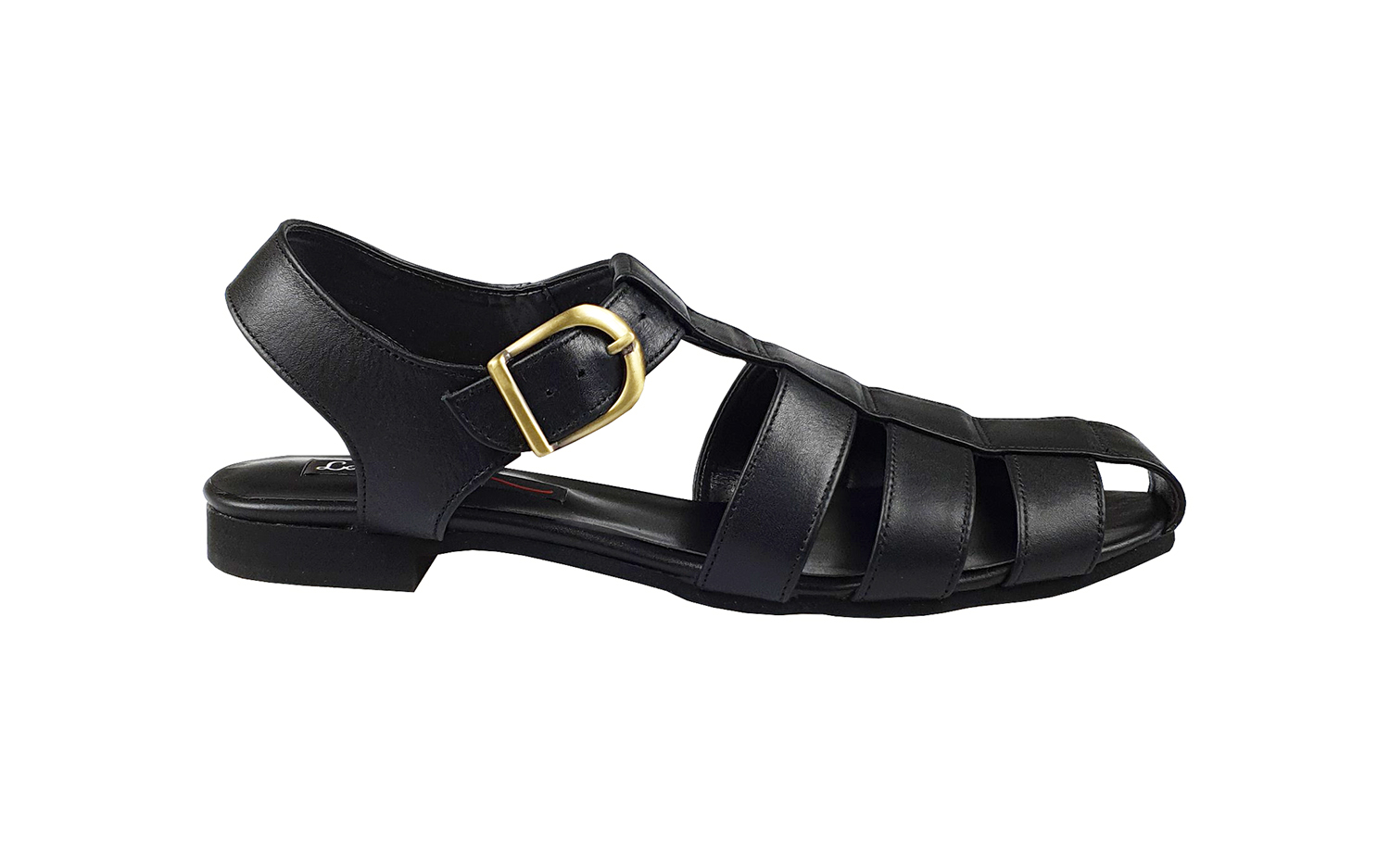 Isla cage sandals in black leather