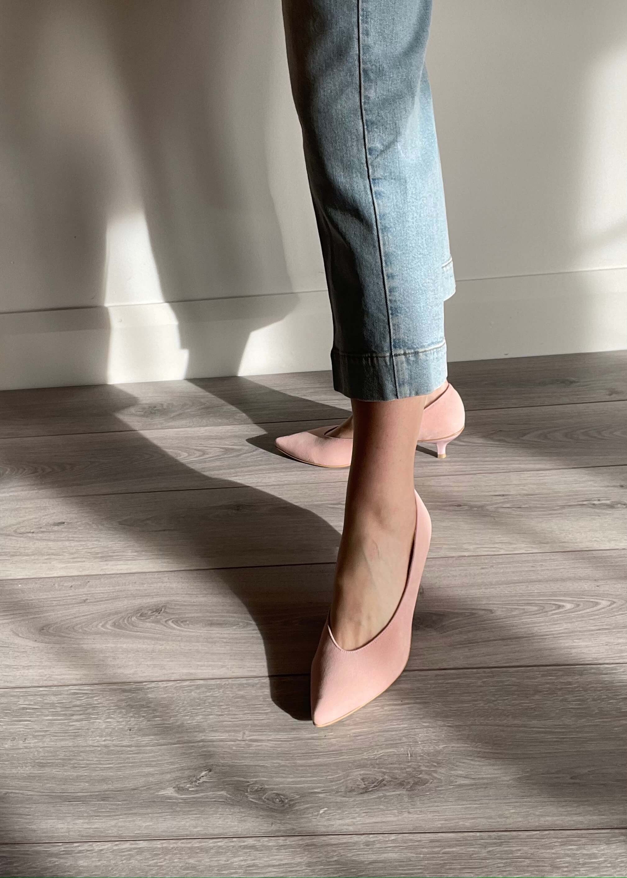 Kiki S pointed toe kitten heels - nude pink 
