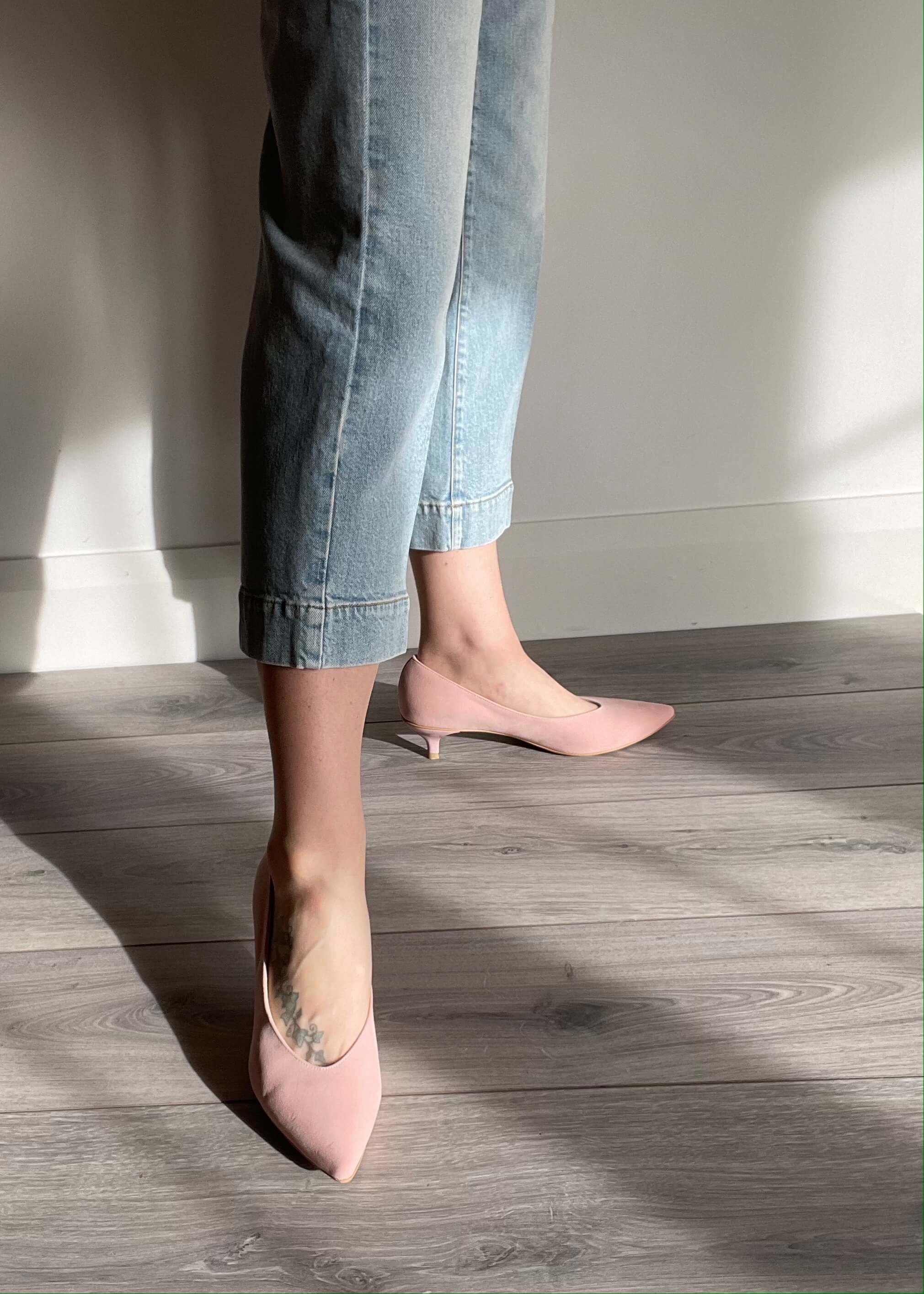 Kiki S pointed toe kitten heels - nude pink 