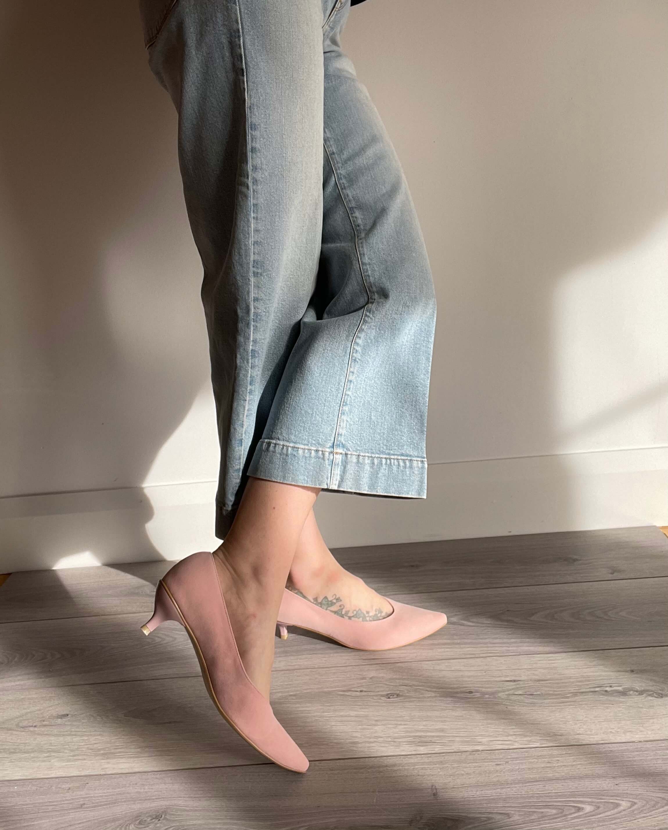 Kiki S pointed toe kitten heels - nude pink 