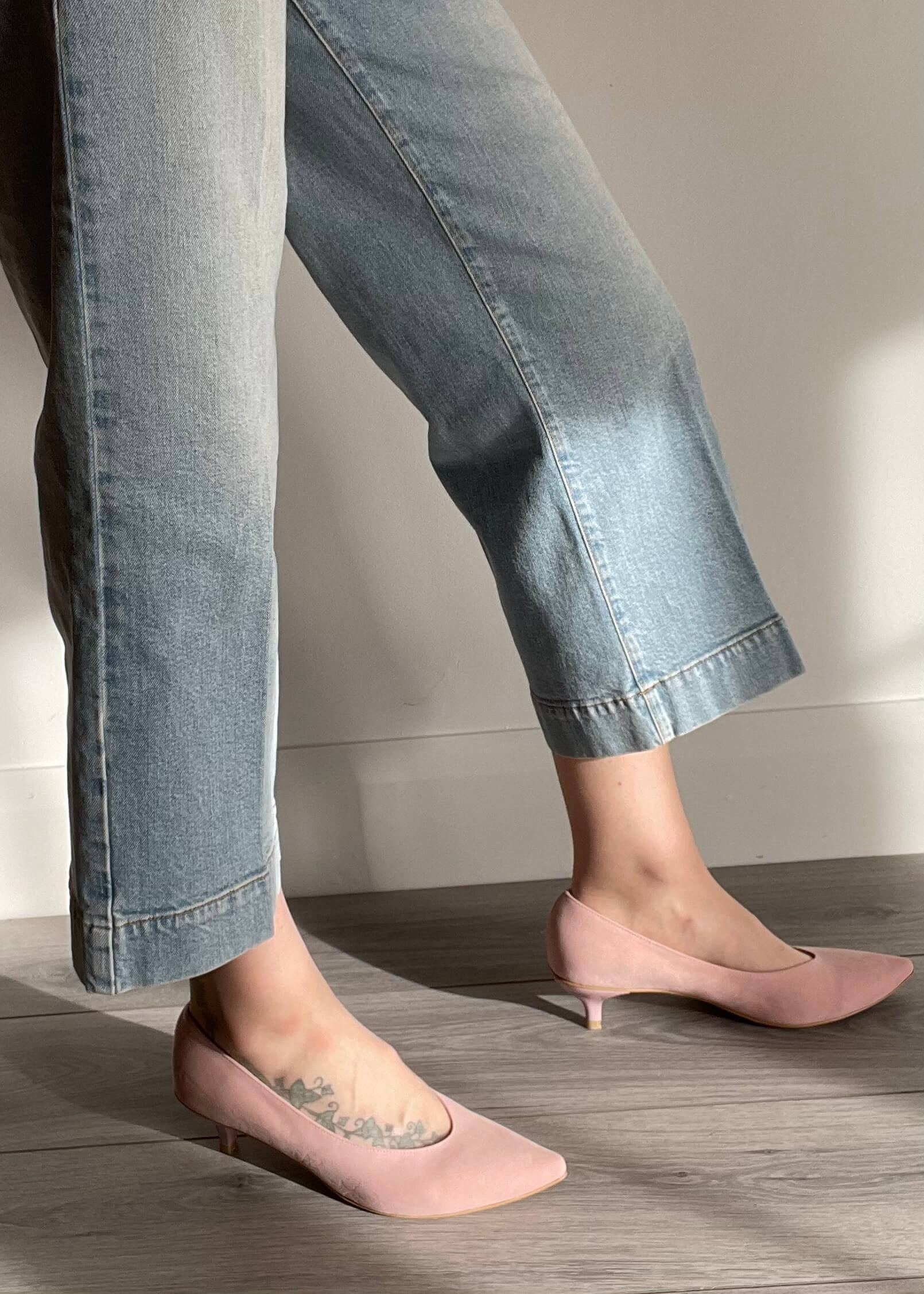 Kiki S pointed toe kitten heels - nude pink 