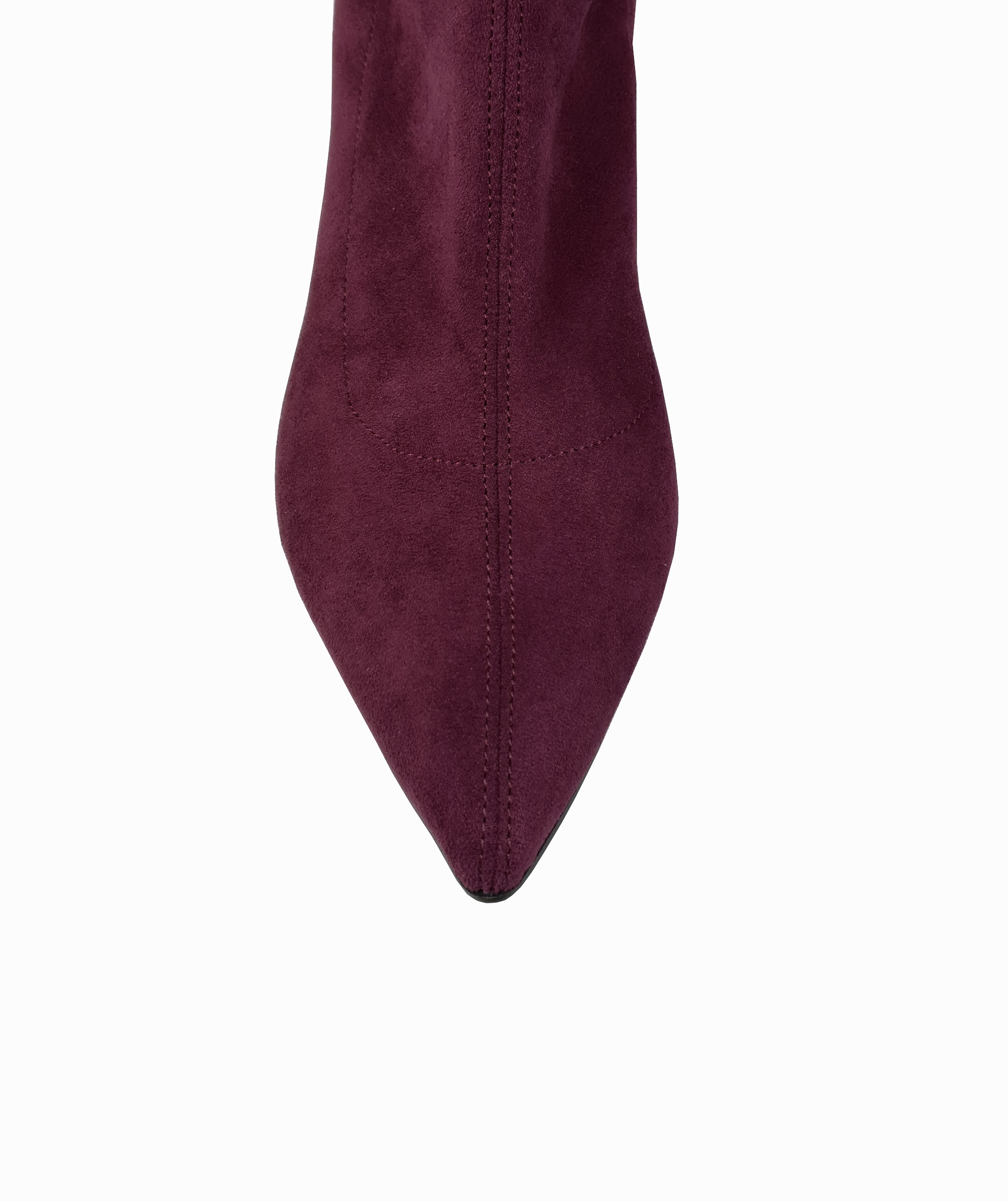 Kitty low heel sock boots in burgundy