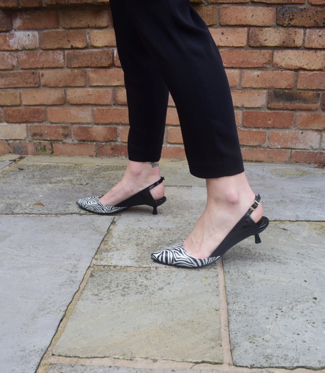 Sassy kitten heel sling-backs