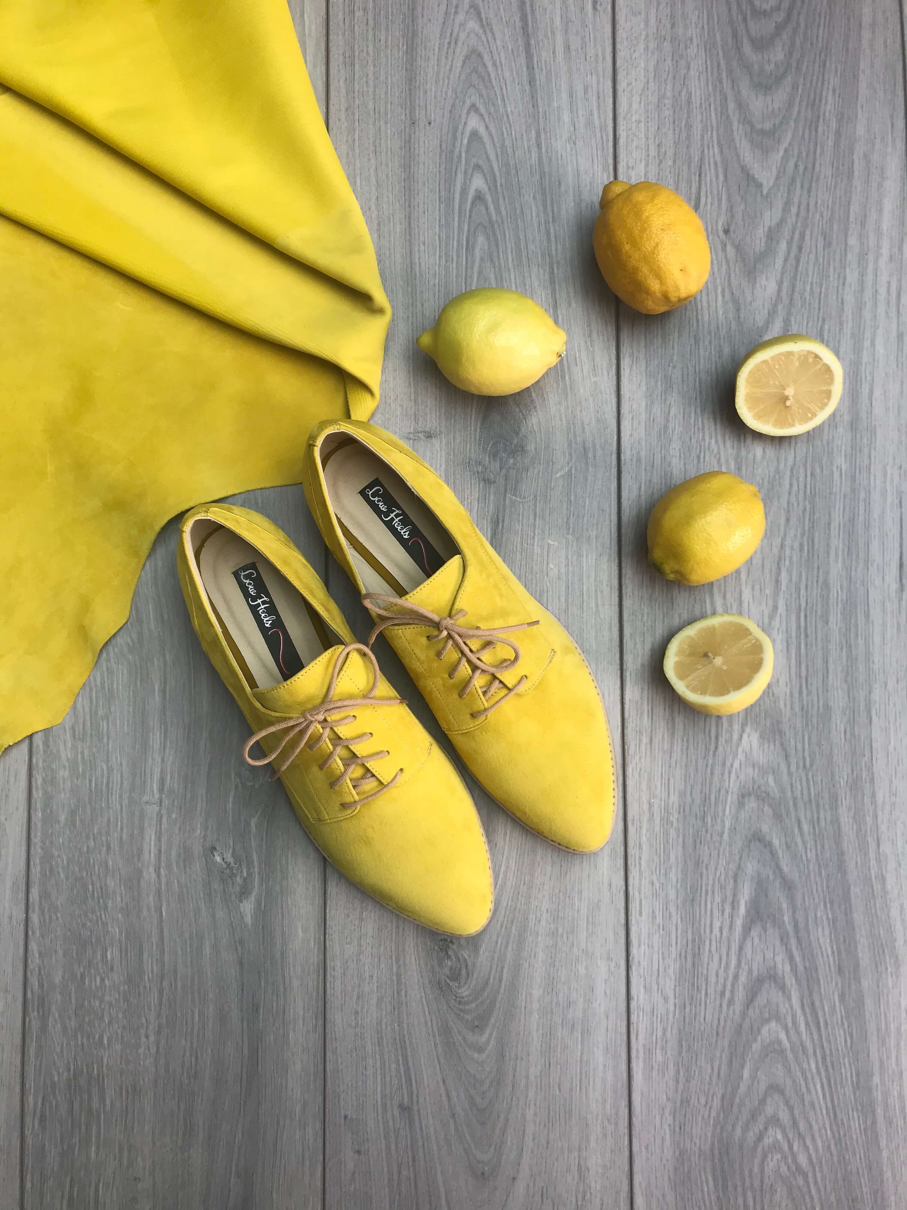 Harriett leather pointed toe Oxfords - yellow