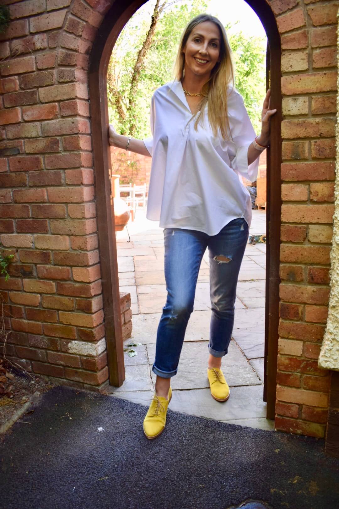 Harriett leather pointed toe Oxfords - yellow