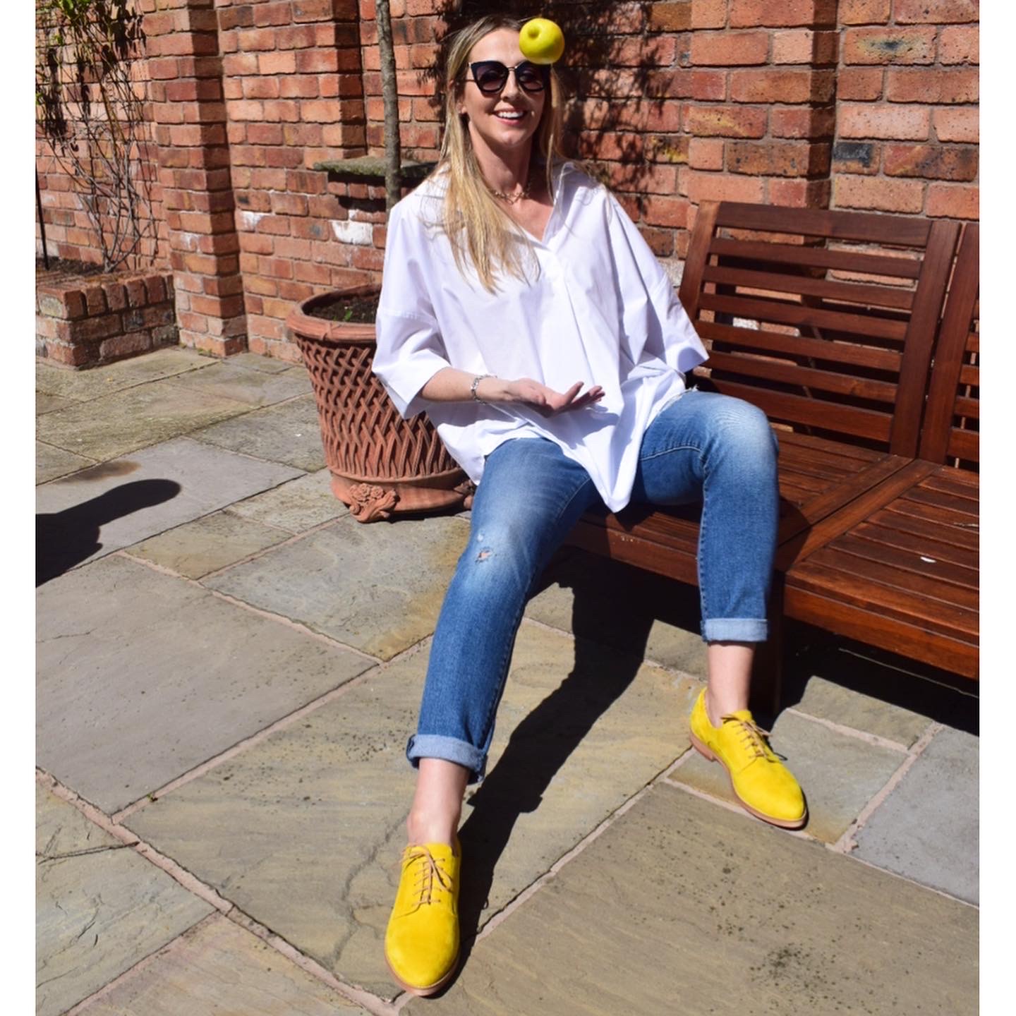 Harriett leather pointed toe Oxfords - yellow