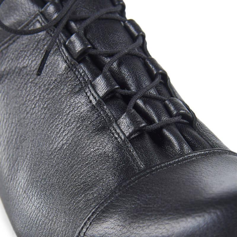 Ella black leather lace-up ankle boots