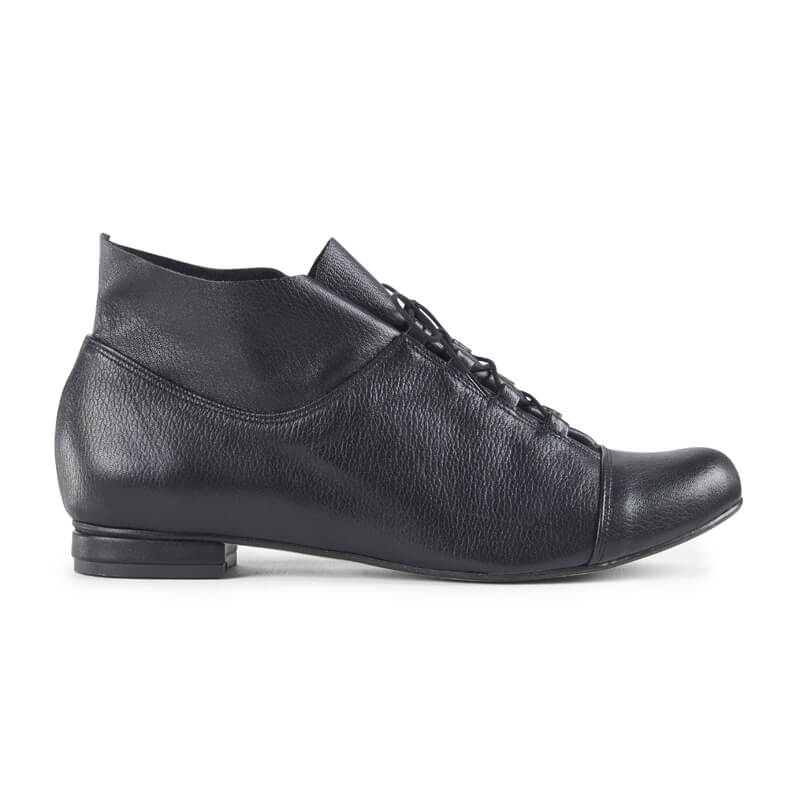 Ella black leather lace-up ankle boots