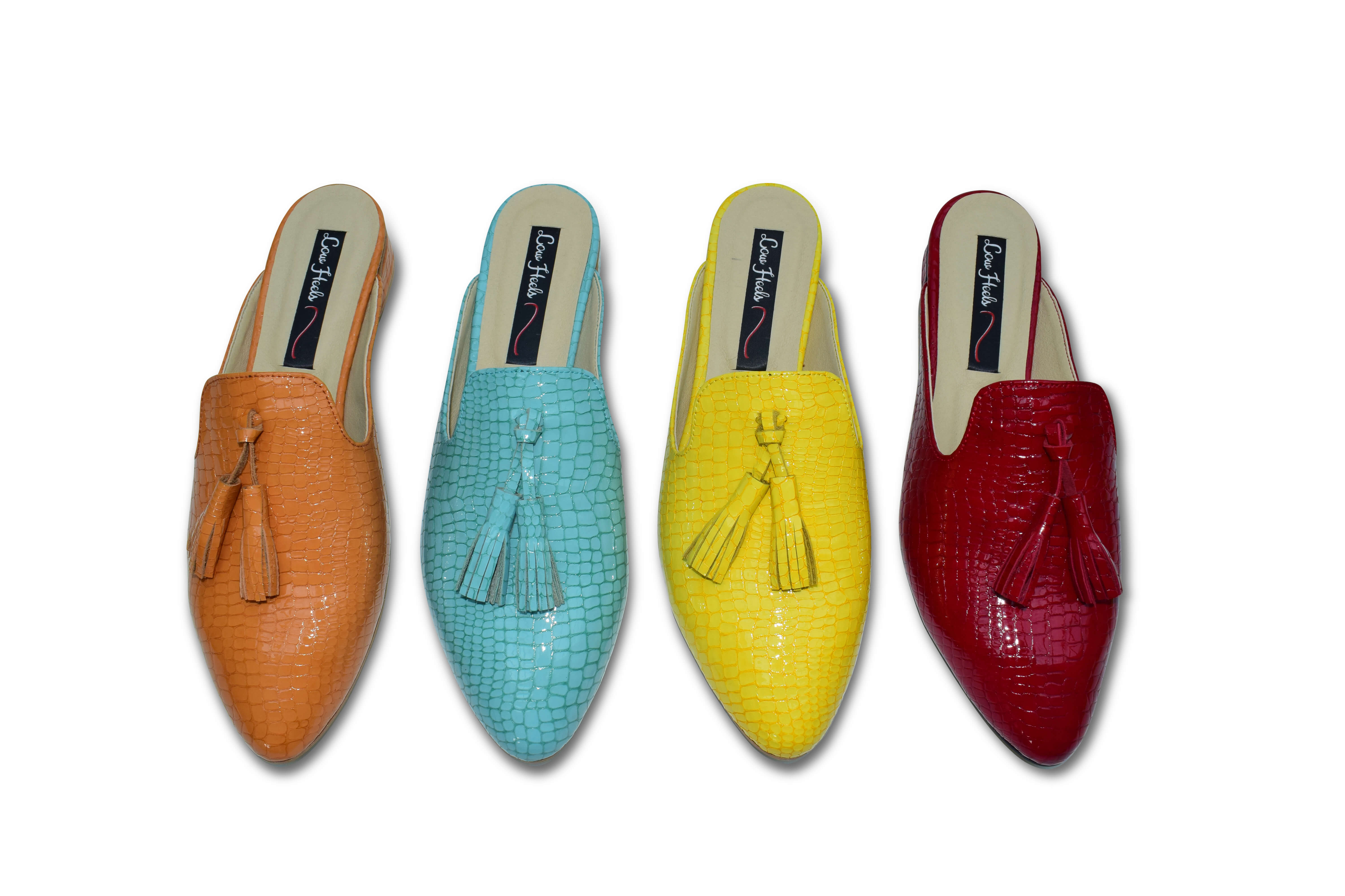 Beya pointed toe flat mule with tassels - aqua green