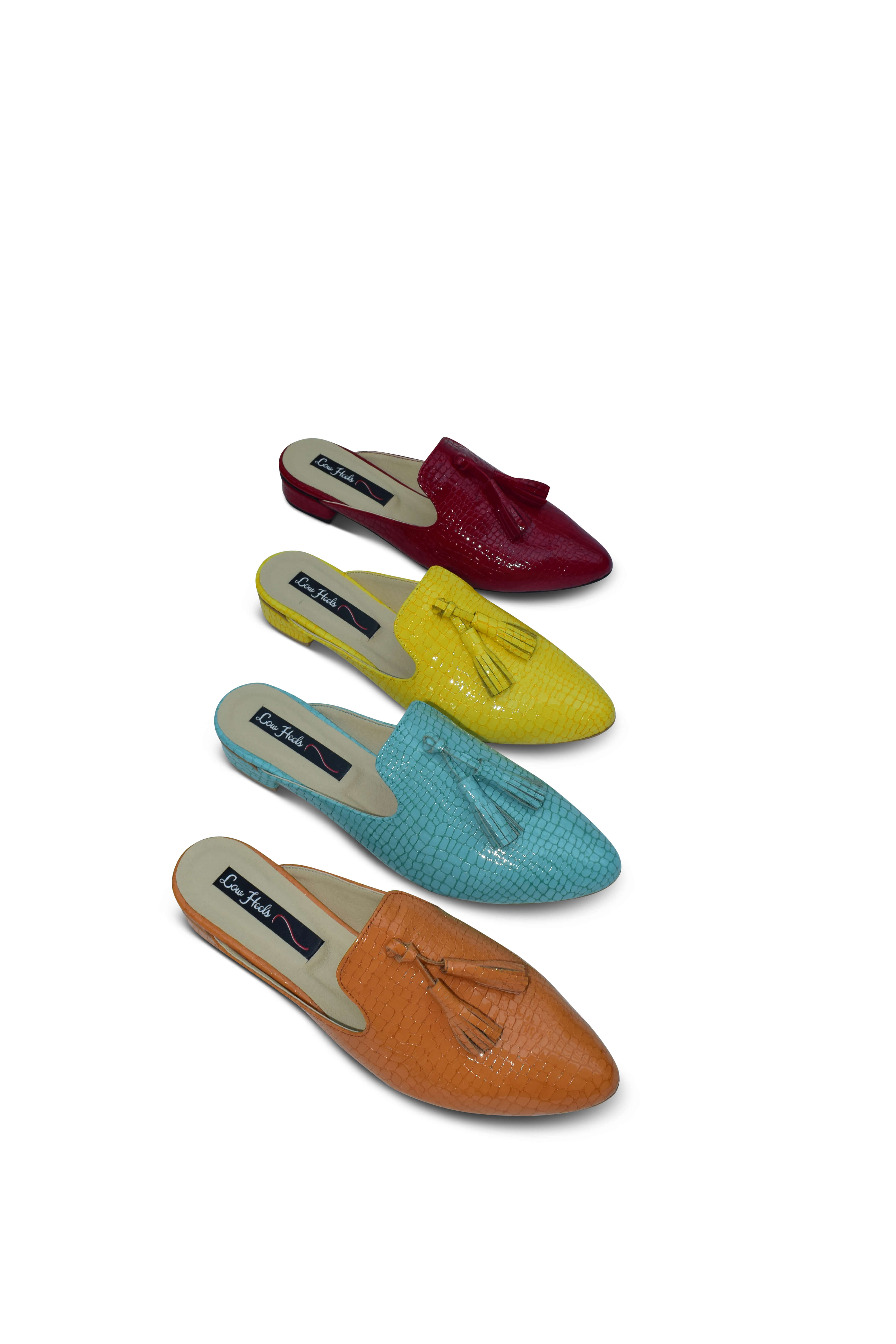 Beya pointed toe flat mule with tassels - yellow