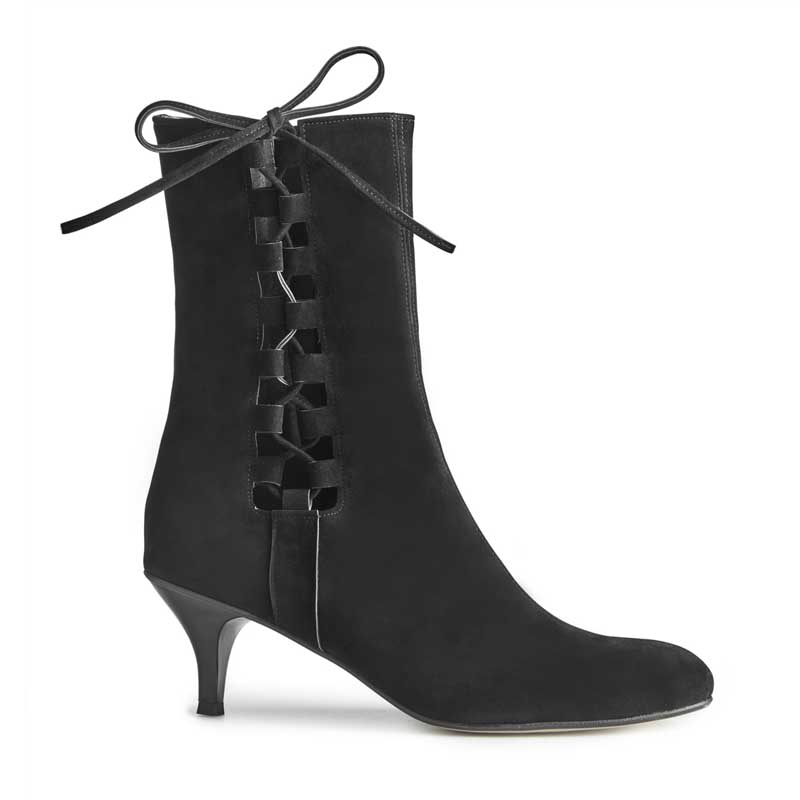 Celine Black Suede Kitten Heel Ankle Boots