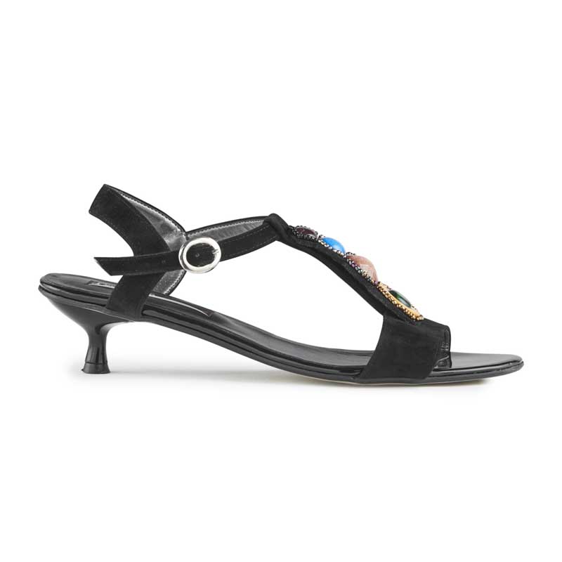 Chrysanti black suede embellished sandals