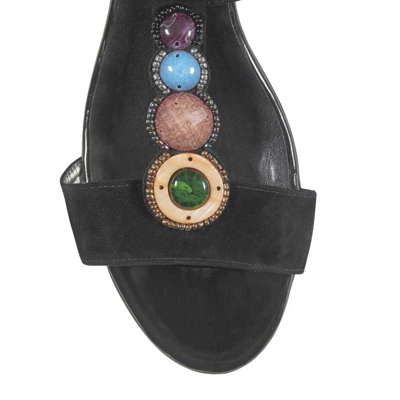 Chrysanti black suede embellished sandals