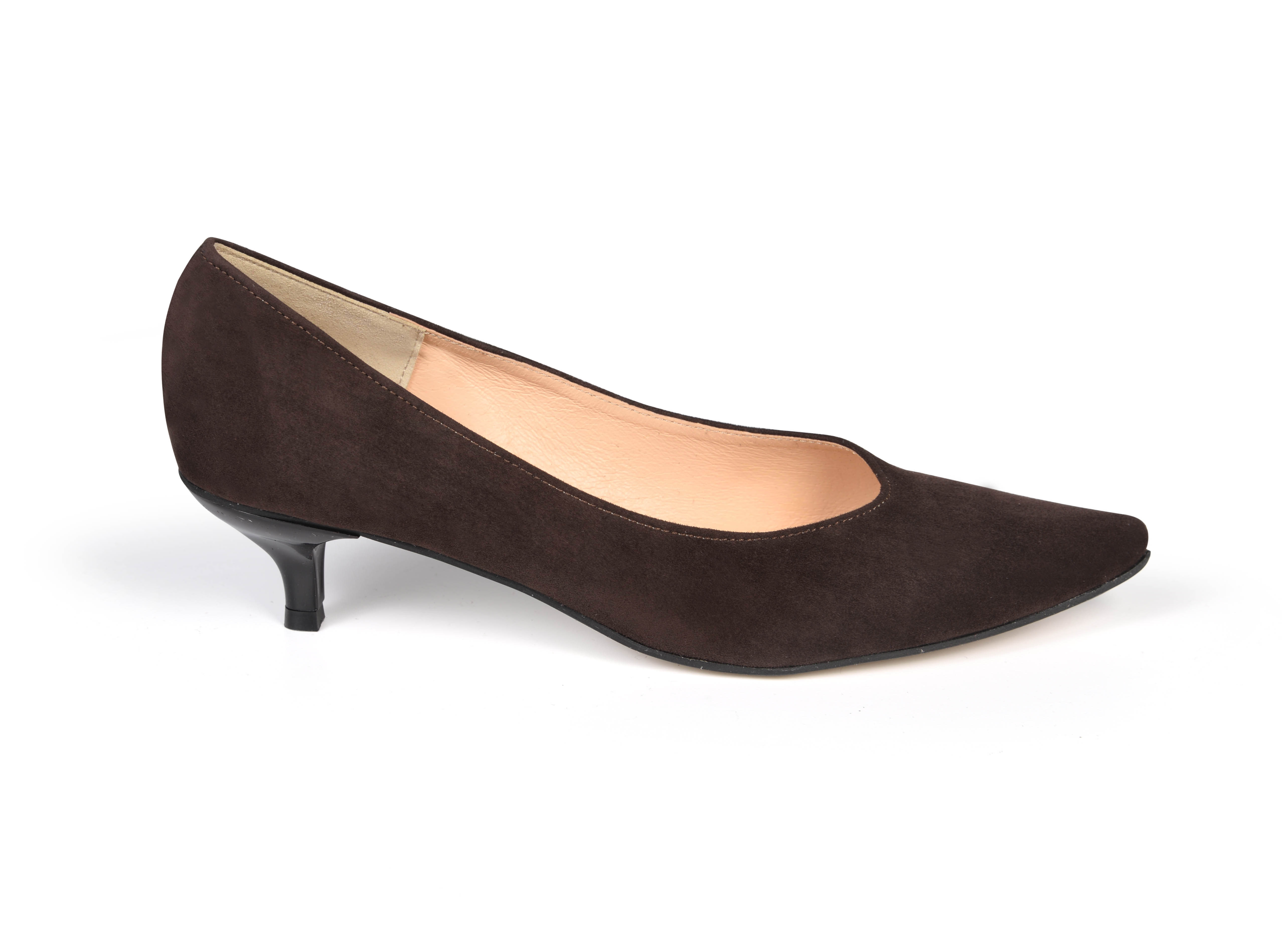 kiki S pointed toe kitten heels - dark brown