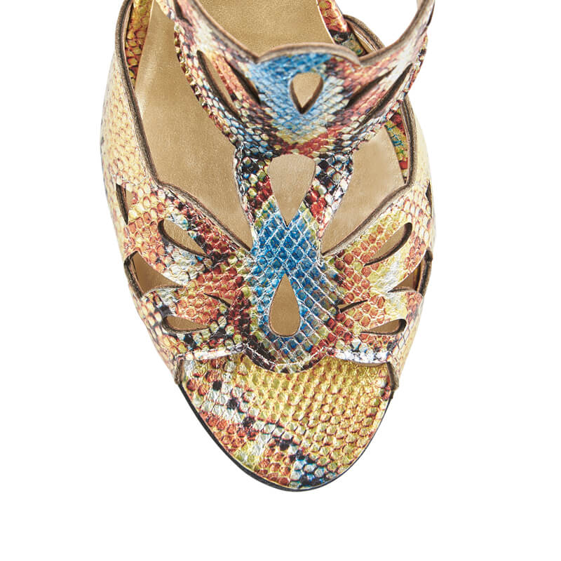 Kaya snake print leather heeled sandals