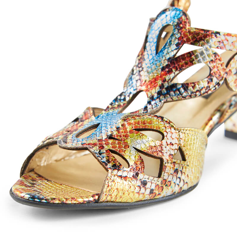 Kaya snake print leather heeled sandals