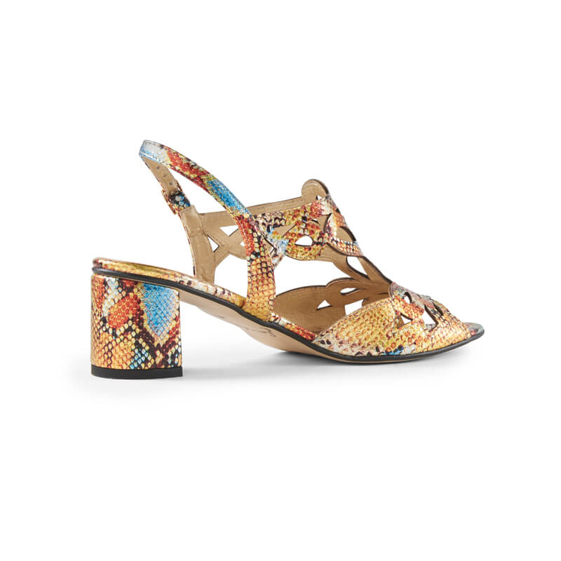 Kaya snake print leather heeled sandals