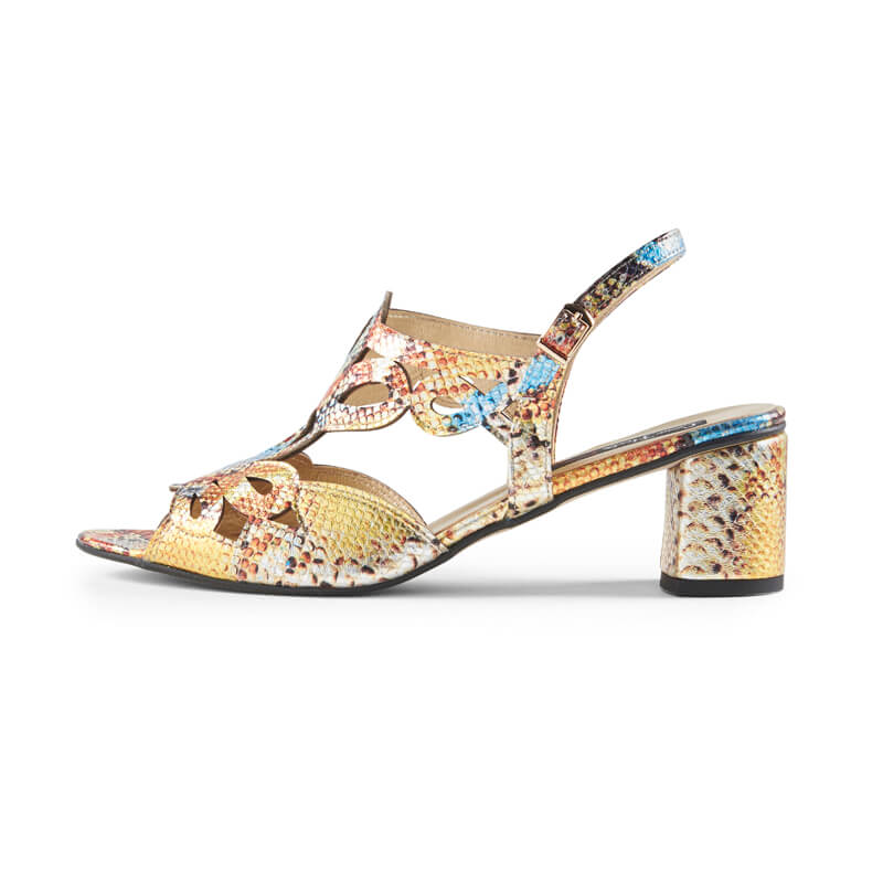 Kaya snake print leather heeled sandals
