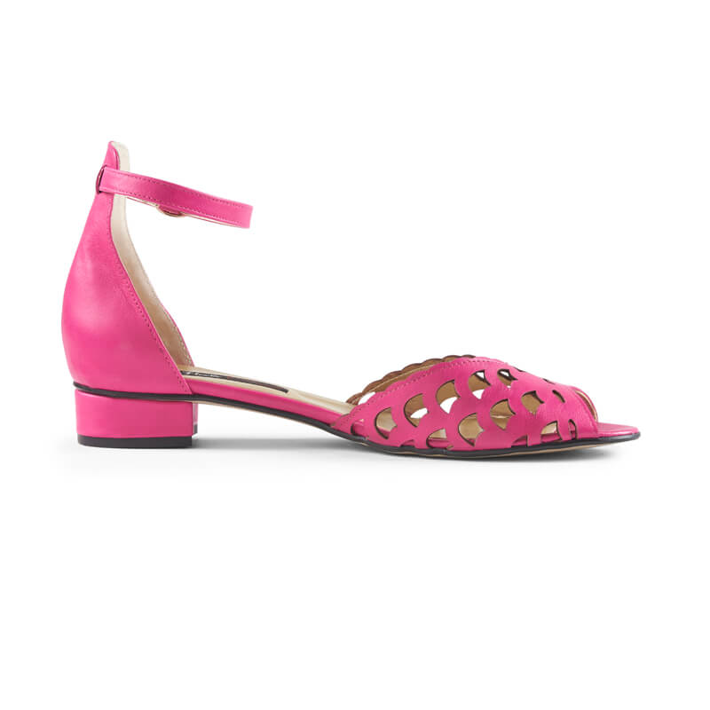 Pansy pink leather peep toe sandals