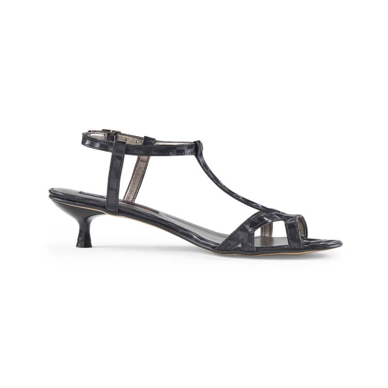 Thalia black low kitten heel sandals 