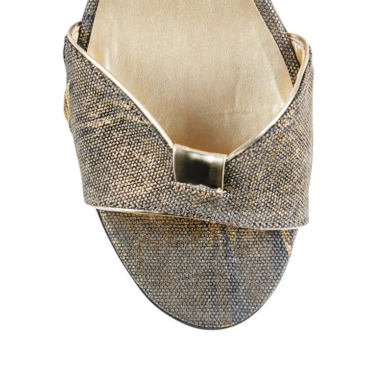 Bootie gold linen high-leg sandals