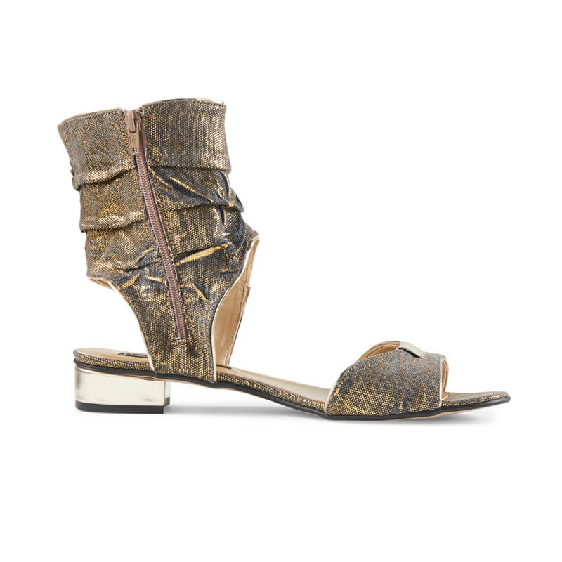 Bootie gold linen high-leg sandals