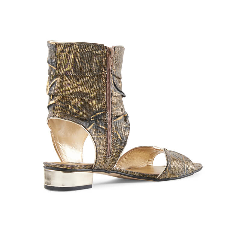 Bootie gold linen high-leg sandals
