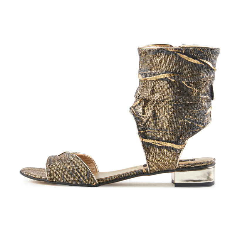 Bootie gold linen high-leg sandals