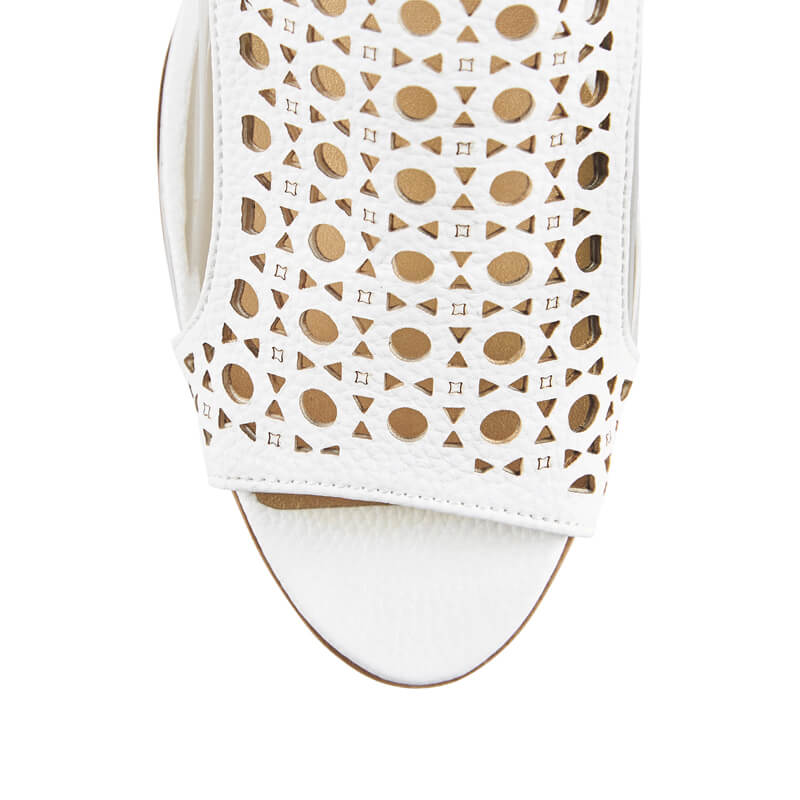 Lily white leather laser-cut sandals