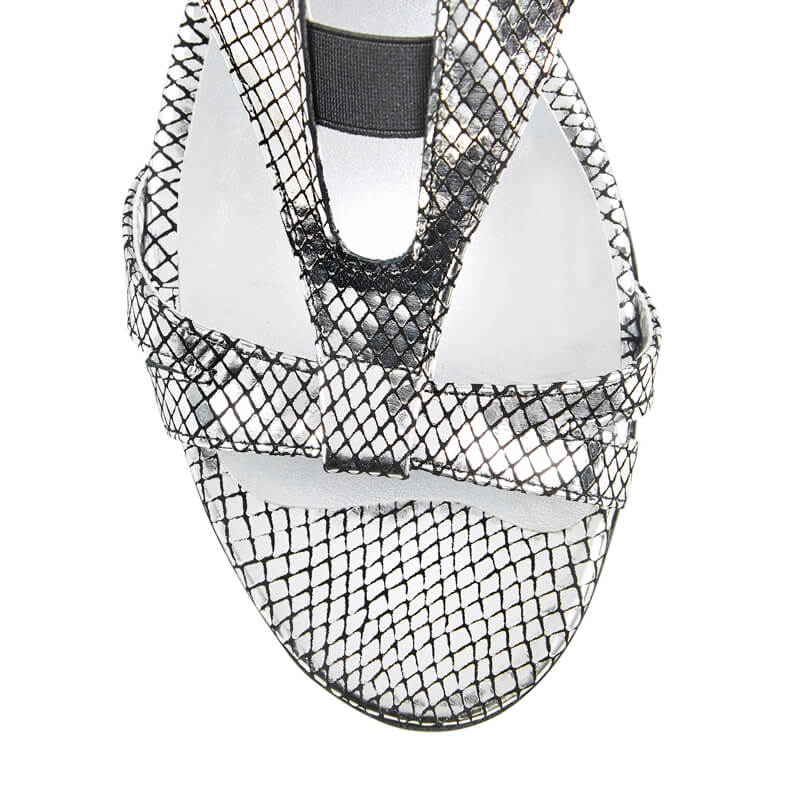 Dahlia black & silver leather sandals
