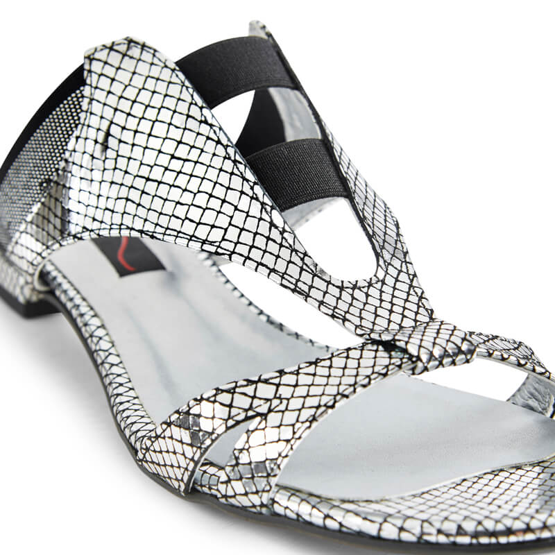 Dahlia black & silver leather sandals