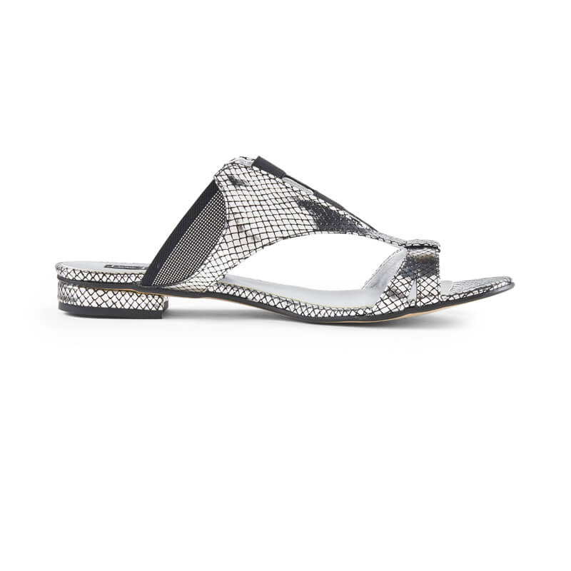 Dahlia black & silver leather sandals