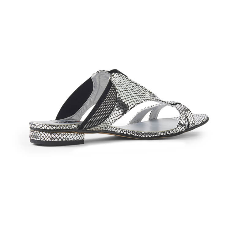 Dahlia black & silver leather sandals