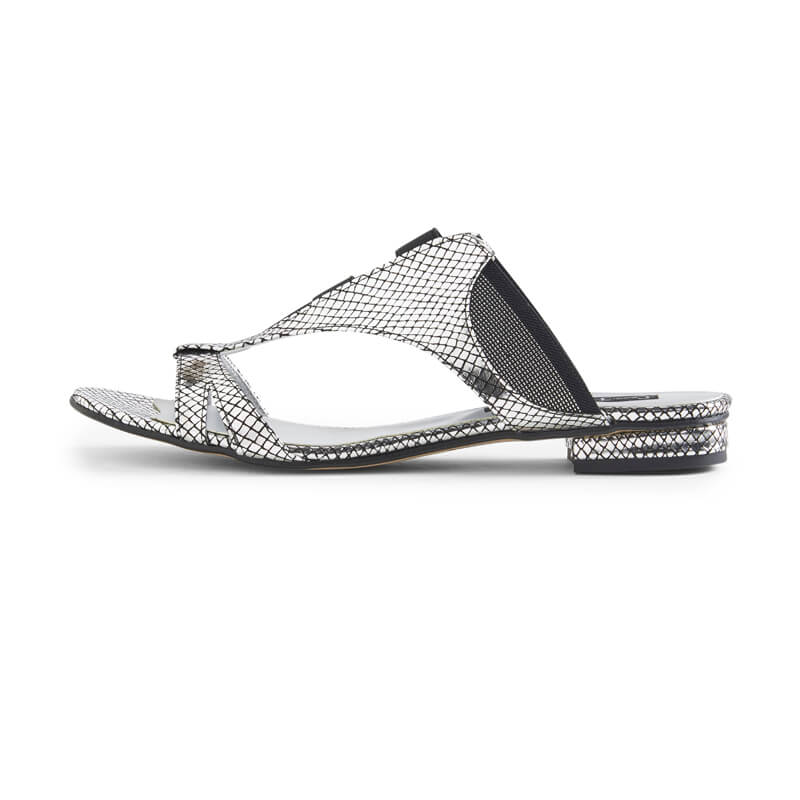 Dahlia black & silver leather sandals