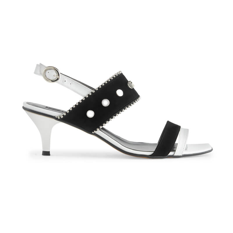 Gabrielle black & white leather sandals