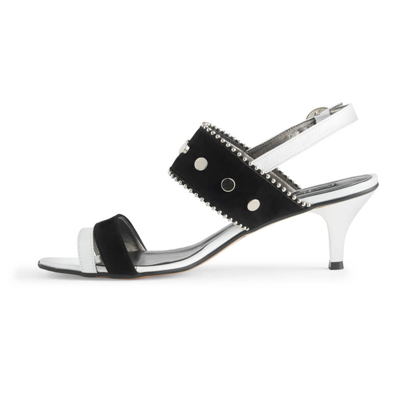 Gabrielle black & white leather sandals
