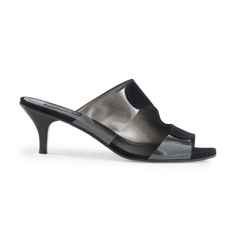 Marilyn black leather & plexi mules