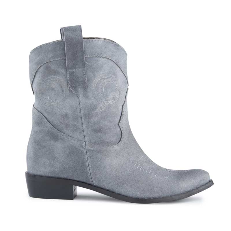 Texas Grey Suede Embroidered Cowboy Boots