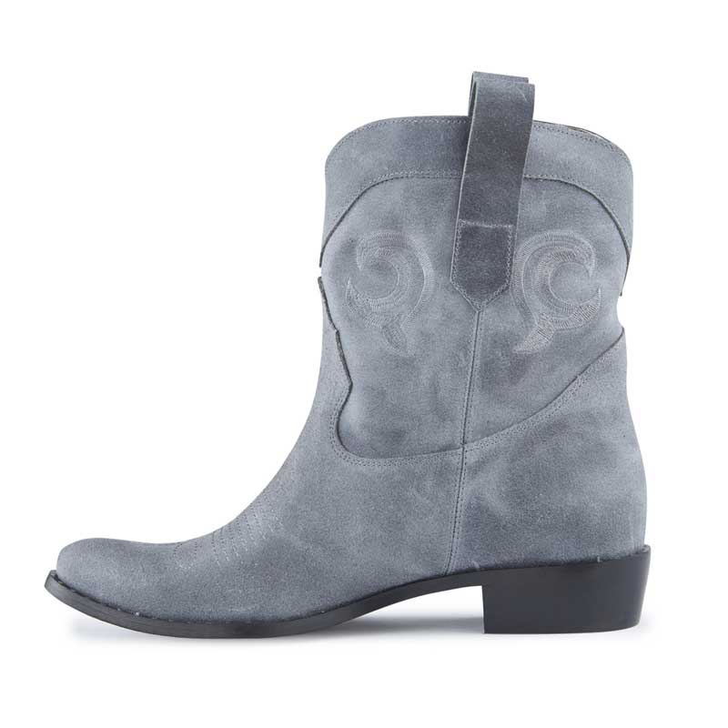 Texas Grey Suede Embroidered Cowboy Boots